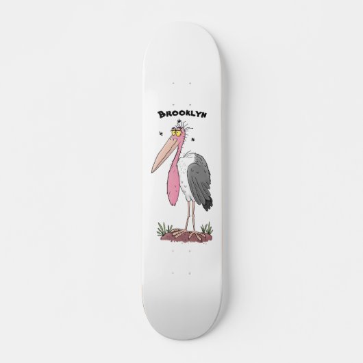 Grappige maraboe ooievaar cartoon  skateboard (Voorkant)