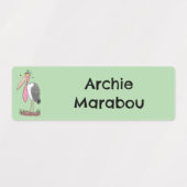 Grappige marabou ooievaar cartoon gepersonaliseerd labels (Design 2)