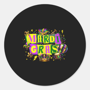 Grappige Mardi Gras Disco Bal Carnaval Seizoen Man Ronde Sticker