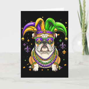 Grappige mardi gras kraal engelse bulldog festival kaart