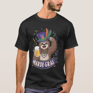 Grappige Mardi Gras Luiaard T-shirt