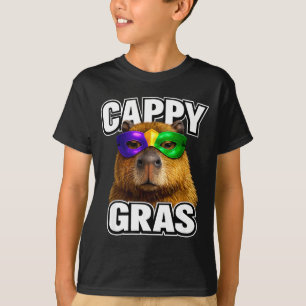 Grappige mardi gras masker capybara meme t-shirt