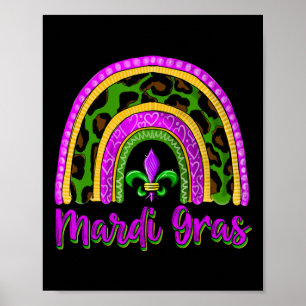 Grappige Mardi Gras Parade Outfit Jester Regenboog Poster