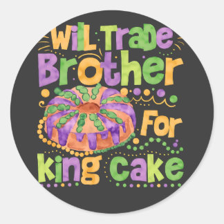 Grappige Mardi Gras ruilbroer voor King Cake Ronde Sticker