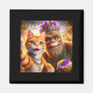 Grappige Mardi Gras Selfie Kat Bigfoot Citaat _1 Magneet
