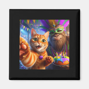 Grappige Mardi Gras Selfie Kat Bigfoot Citaat _2 Magneet