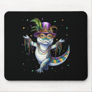 Grappige Mardigator Mardi Gras Alligator Dancing C Muismat