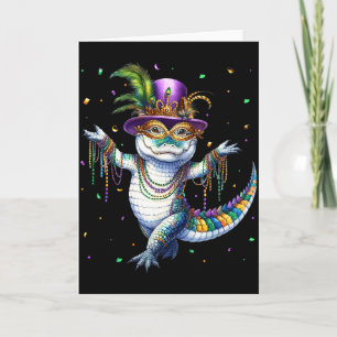 Grappige Mardigator Mardi Gras Alligator Dans Carn Kaart