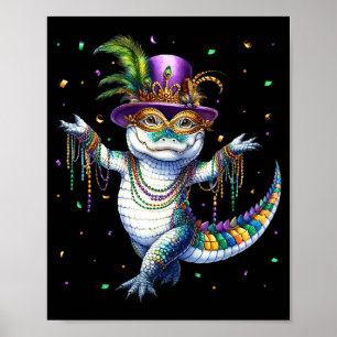 Grappige Mardigator Mardi Gras Alligator Dans Carn Poster