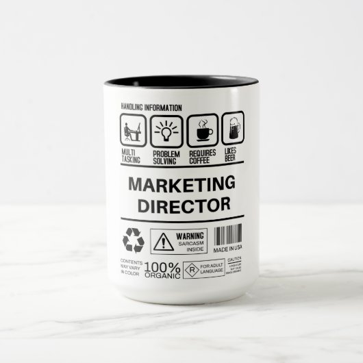 Grappige Marketing Directeur Handling Informatie Mok (Midden)