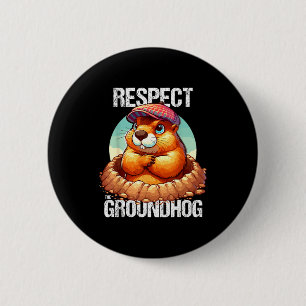 Grappige marmot op Groundhog Day eist respect Ronde Button 5,7 Cm