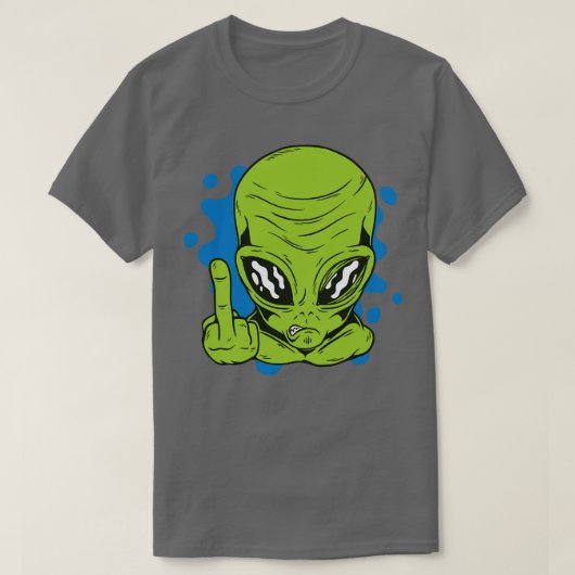 Grappige Martian Flipping Middle Finger T-shirt (Design voorkant)