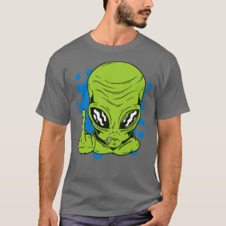 Grappige Martian Flipping Middle Finger T-shirt