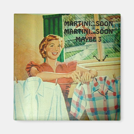 Grappige Martini Happy Housewife Magnet Magneet (Voorkant)