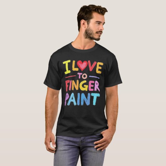 Grappige matching ik hou van vingerverf koppels t-shirt (Voorkant volledig)