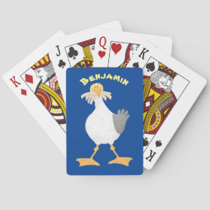 Grappige meeuw met patat cartoon pokerkaarten