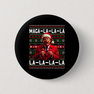 Grappige Mega-la-la-la Trump Kerstman Hoed Horreli Ronde Button 5,7 Cm