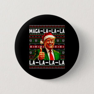 Grappige Mega-la-la-Trump Kerstmuts Lelijke Kerst Ronde Button 5,7 Cm