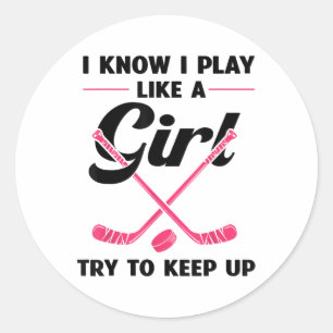 Grappige Meisjes Hockey Ontwerpen Voor Vrouwen Vel Ronde Sticker