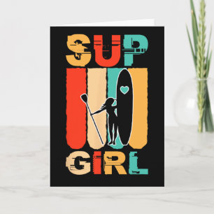 Grappige Meisjes Sup Stand Up Paddling Surfer Surf Kaart