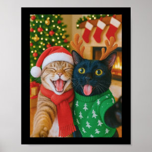 Grappige Meme Kat Maakt Een Selfie Kerstmis Kerstl Poster