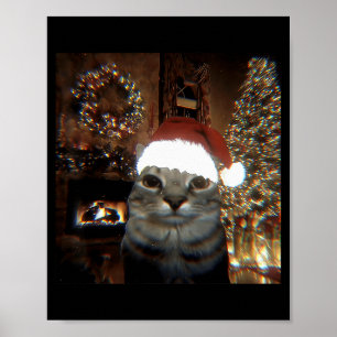 Grappige Meme Kat Maakt Een Selfie Kerstmis Kerstl Poster