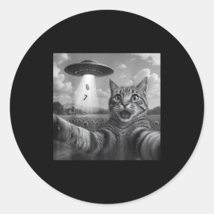 Grappige Meme Kat Selfie Zes Zeven Retro Kat 67 An Ronde Sticker