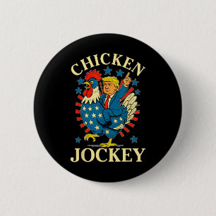 Grappige meme kipjockey ronde button 5,7 cm