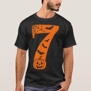 Grappige meme tekst nummer 7 6 7 Zes Zeven Hallowe T-shirt