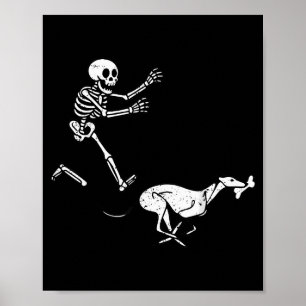 Grappige Meme Windhond Skelet Hardlopen Halloween  Poster
