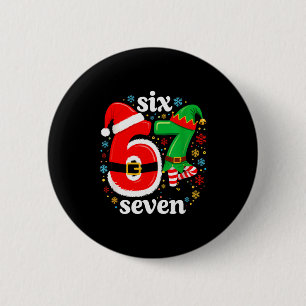 Grappige Meme Zes Zeven 67 Elf 6 7 Kerstman Kerstm Ronde Button 5,7 Cm