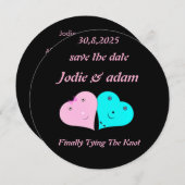 Grappige meneer en mevrouw harten save the date (Voorkant / Achterkant)