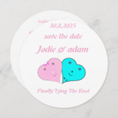 Grappige meneer en mevrouw harten save the date (Voorkant / Achterkant)