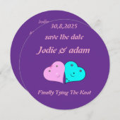 Grappige meneer en mevrouw harten save the date (Voorkant / Achterkant)