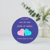 Grappige meneer en mevrouw harten save the date (Staand voorkant)