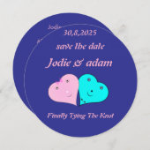 Grappige meneer en mevrouw harten save the date (Voorkant / Achterkant)