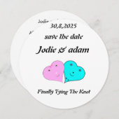 Grappige meneer en mevrouw harten save the date (Voorkant / Achterkant)