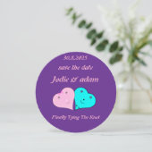 Grappige meneer en mevrouw harten save the date (Staand voorkant)