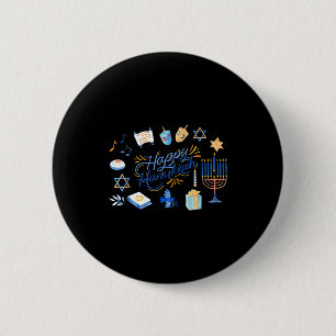 Grappige Menorah Hanukkah 2025 Meowzel Chanukah Jo Ronde Button 5,7 Cm