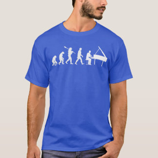 Grappige menselijke evolutie naar pianospeler muzi t-shirt