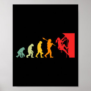 Grappige Menselijke Rots Klimmen Evolutie Grappig Poster