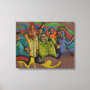 Grappige mensen Graffiti Straatkunst, echte wereld Canvas Afdruk