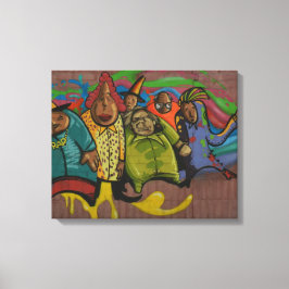 Grappige mensen Graffiti Straatkunst, echte wereld Canvas Afdruk
