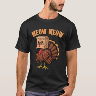 Grappige Meow Meow Kat Kalkoen Thanksgiving Humor T-shirt