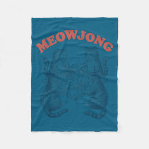 Grappige meowjong kat speelt mahjong retro fleece deken