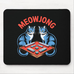 Grappige meowjong katten die mahjong tegels spelen muismat