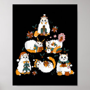 Grappige Meowy Catmas Kat Kerstboom Xmas Meisjes B Poster