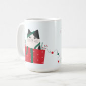 Grappige Meowy Kerst Kat Wraparound Koffiemok (Voorkant links)