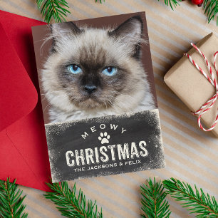 Grappige Meowy Kerstvakantie kat foto Feestdagenkaart
