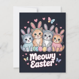 Grappige Meowy Pasen Katten Cute Kitty Eier Kaart